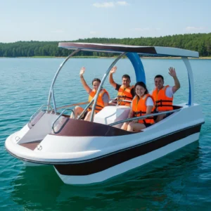 QIQU Custom Colors Fiberglass for Lake & River Sightseeing Commercial Water Recreation 4-Seat Anti-Slip Design FRP Pedal Boat