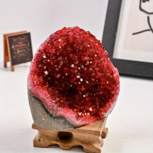 Classic Red Amethyst Geode Cluster - Perfect for Home and Office Decor, Unique Gift, Suitable for Halloween and Christmas