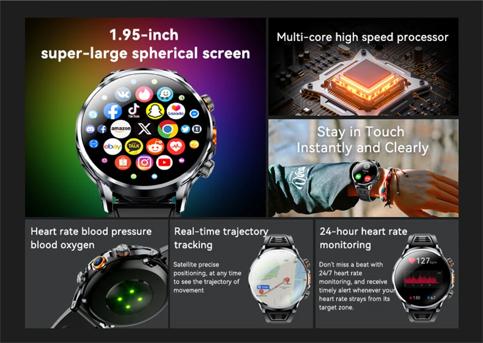 5G/4G Full Network Smart Watch 680*680 AMOLED 1880mah Battery 16GB+256GB RAM HD Camera GPS WIFI Google APPS Download Smartwatch - Image 14