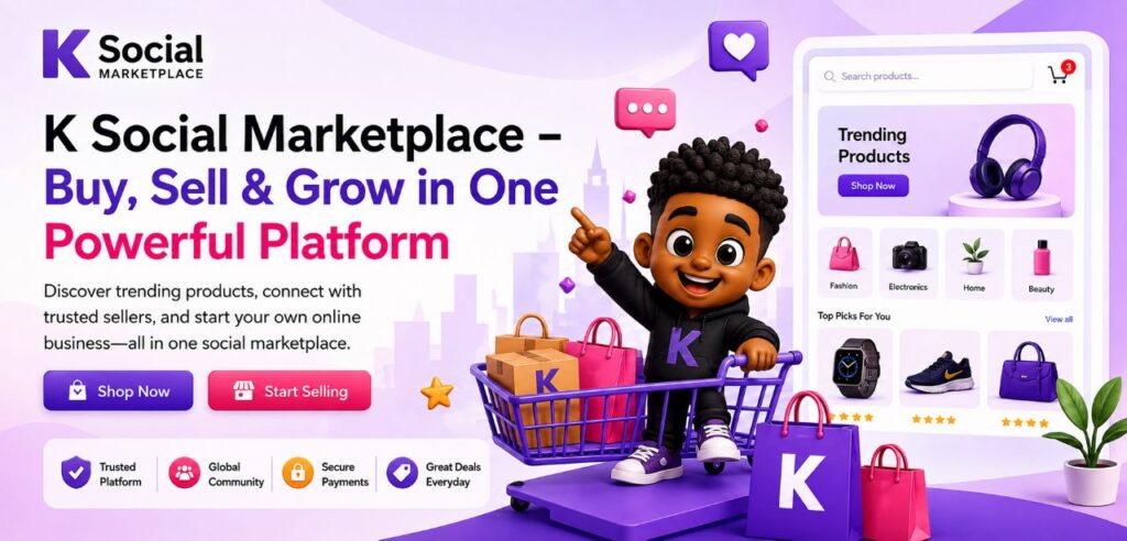 k social marketplace home page image