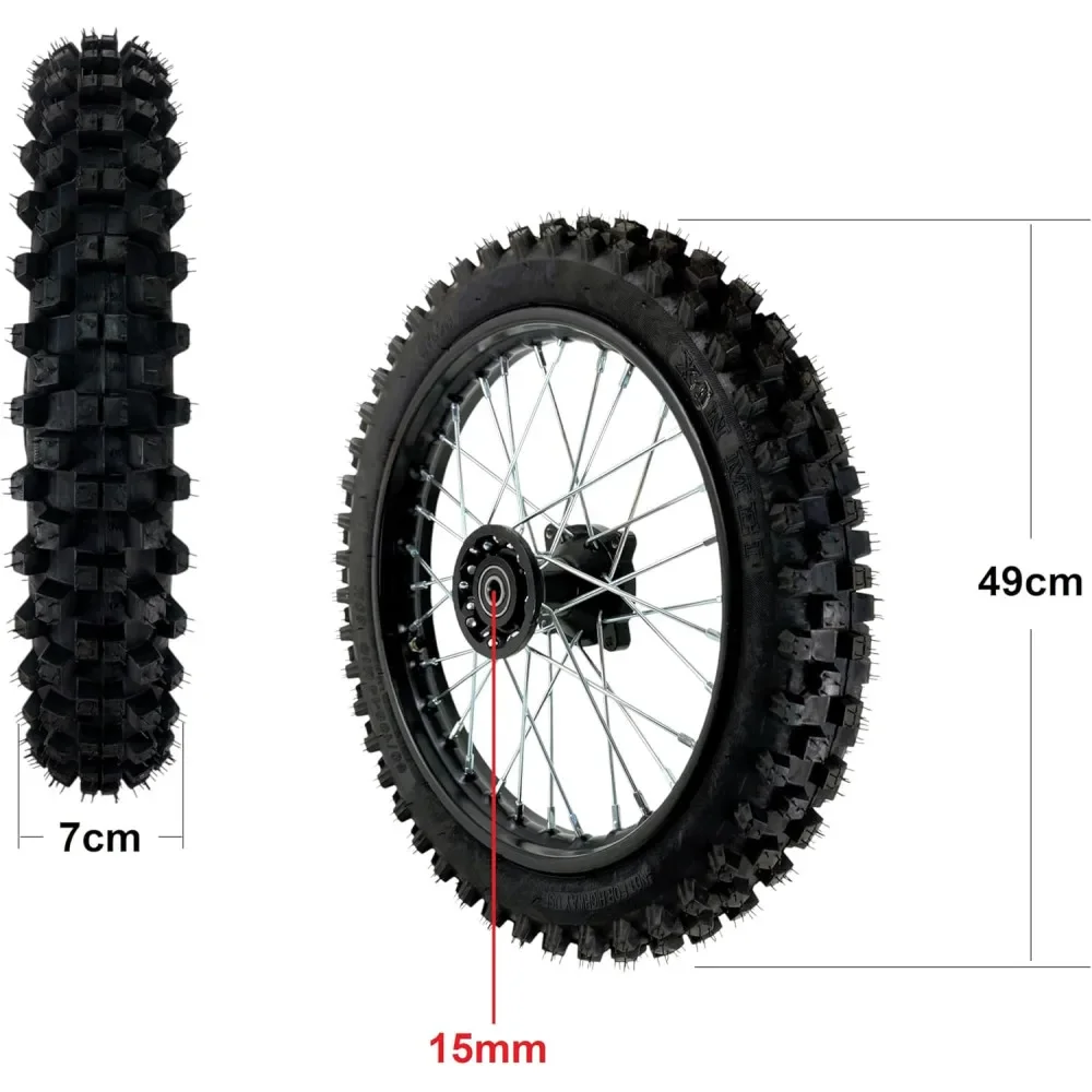 Motorcycle Wheel Tire with Chamber Rim 2.50-14 60/100-14 Steel Rim 1.4x14 15mm Axle Pit Bike Dirt Bike Cross Bike 50-160cc - Image 5