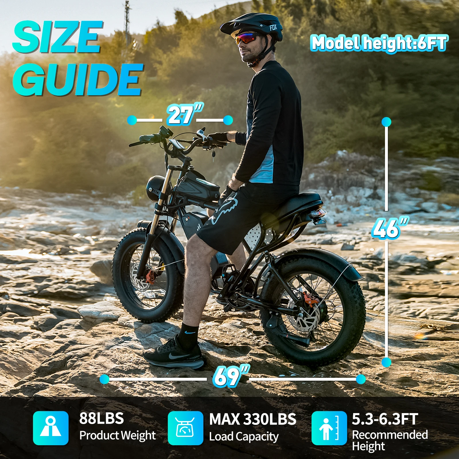 US Free Shipping Yvy Q20 48V 20Ah Ebike Fat Tire E Bike Electric Bicycle Lithium Battery Electric Mountain Dirt Bike for Adults - Image 4