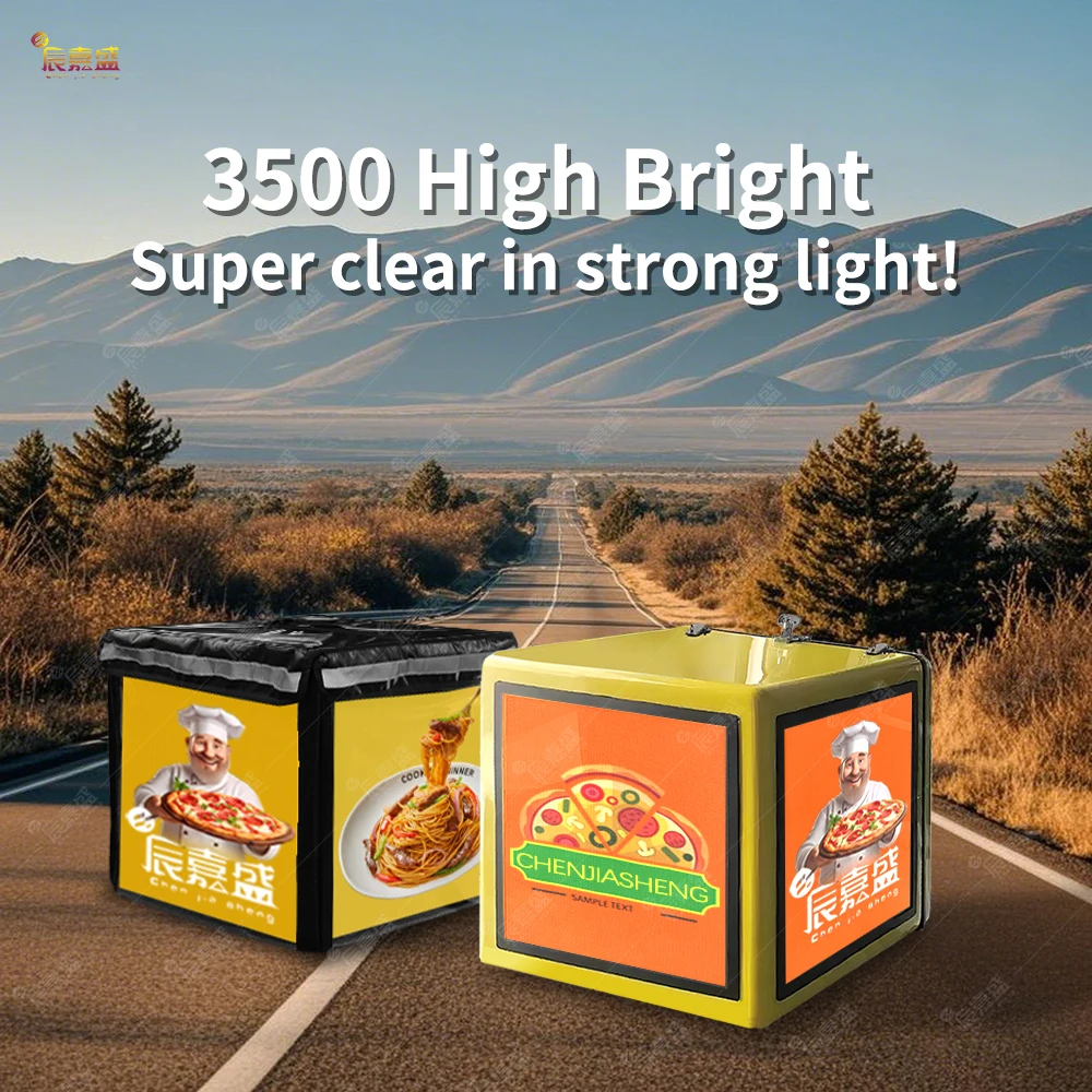 P3 Full Color Takeaway Digital Smart Advertising Video Bike Motorbike Motorcycle Take-out LED Food Delivery Box Screen Display - Image 2