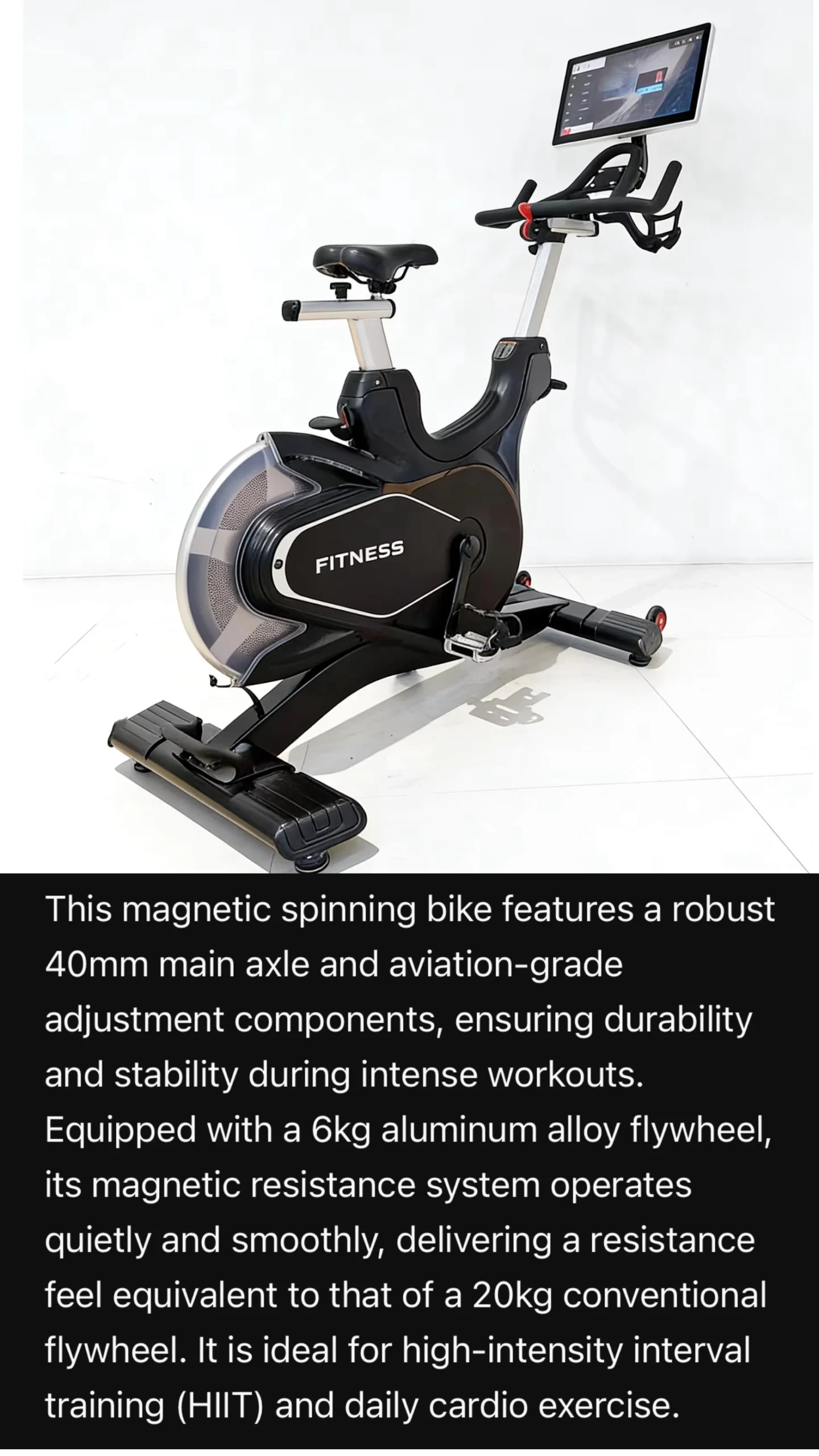 MB-510 Professional Steel Exercise Spin Bike with Touchscreen Display Heavy Duty Indoor Cycling Bike Air Bike & Elliptical - Image 6
