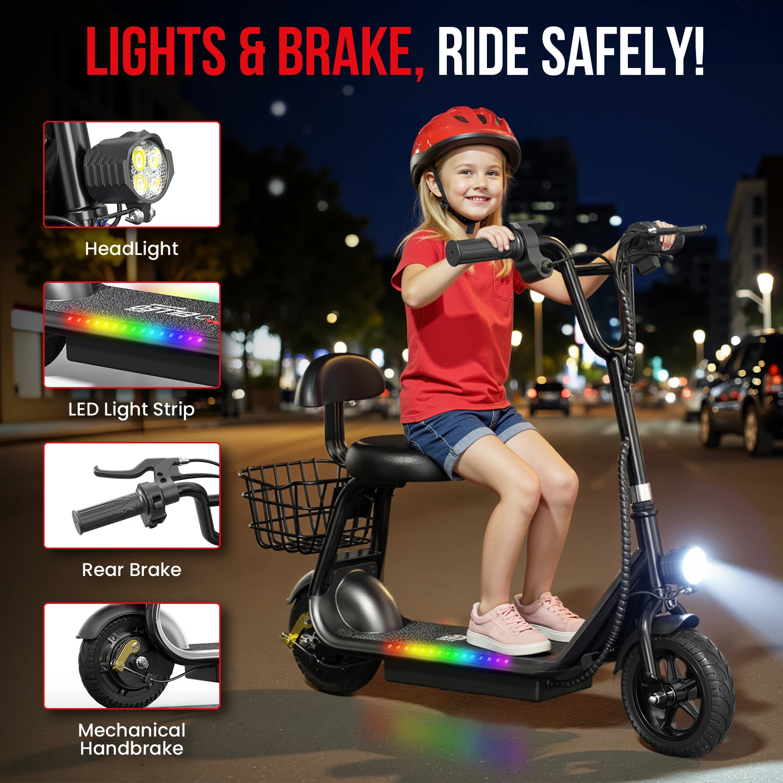 36V 250W Electric Scooters with 8-Inch Tire Basket Seat Brushless Motor Smart Electronic Two-Wheel Vehicle - Image 4