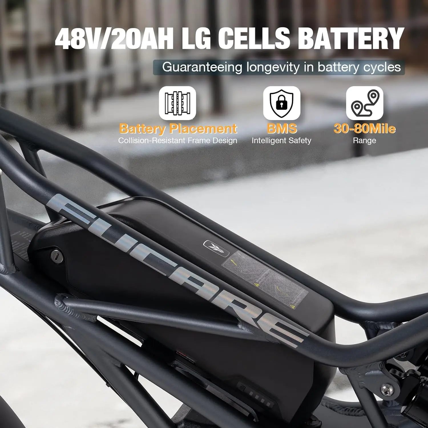 Fucare 48V 20AH 750W 33MPH Electric Hybrid Bicycle 20 Inch Electric Fat Tire Bike with Rear Hub Motor CA Stock Free Shipping - Image 4