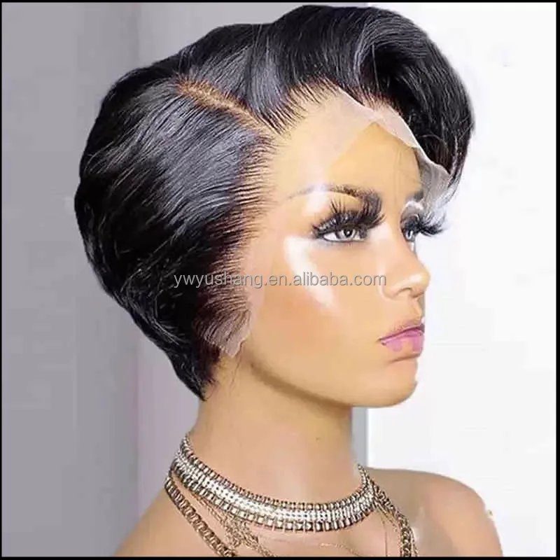 6 Inch 13x4 Frontal Lace Pixie Straight Cut Wigs Real True Natural Human Hair Short for Black Women - Image 2