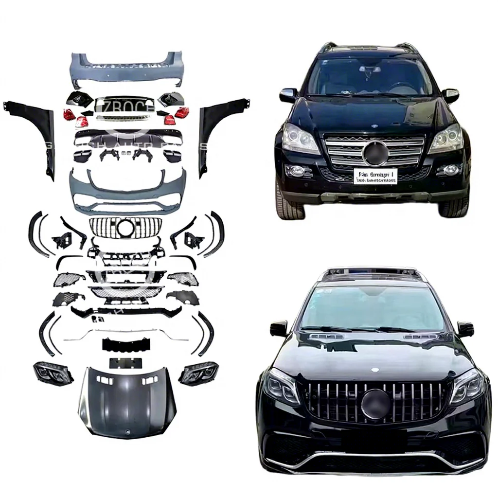 GL to GLS Body Kit for 12+ Benz X166 GL63 GL to GLS63 AMG Car Bumper Headlights Taillights Engine Hood Automotive 164 to 166 Kit