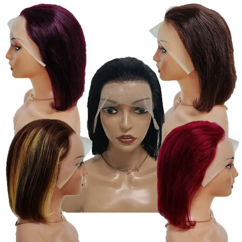 Promotion Brazilian Virgin Human Hair 13x4 for Lace Front Wig 10-12inch Curly Wigs 180% Density Transparent Lace Hair