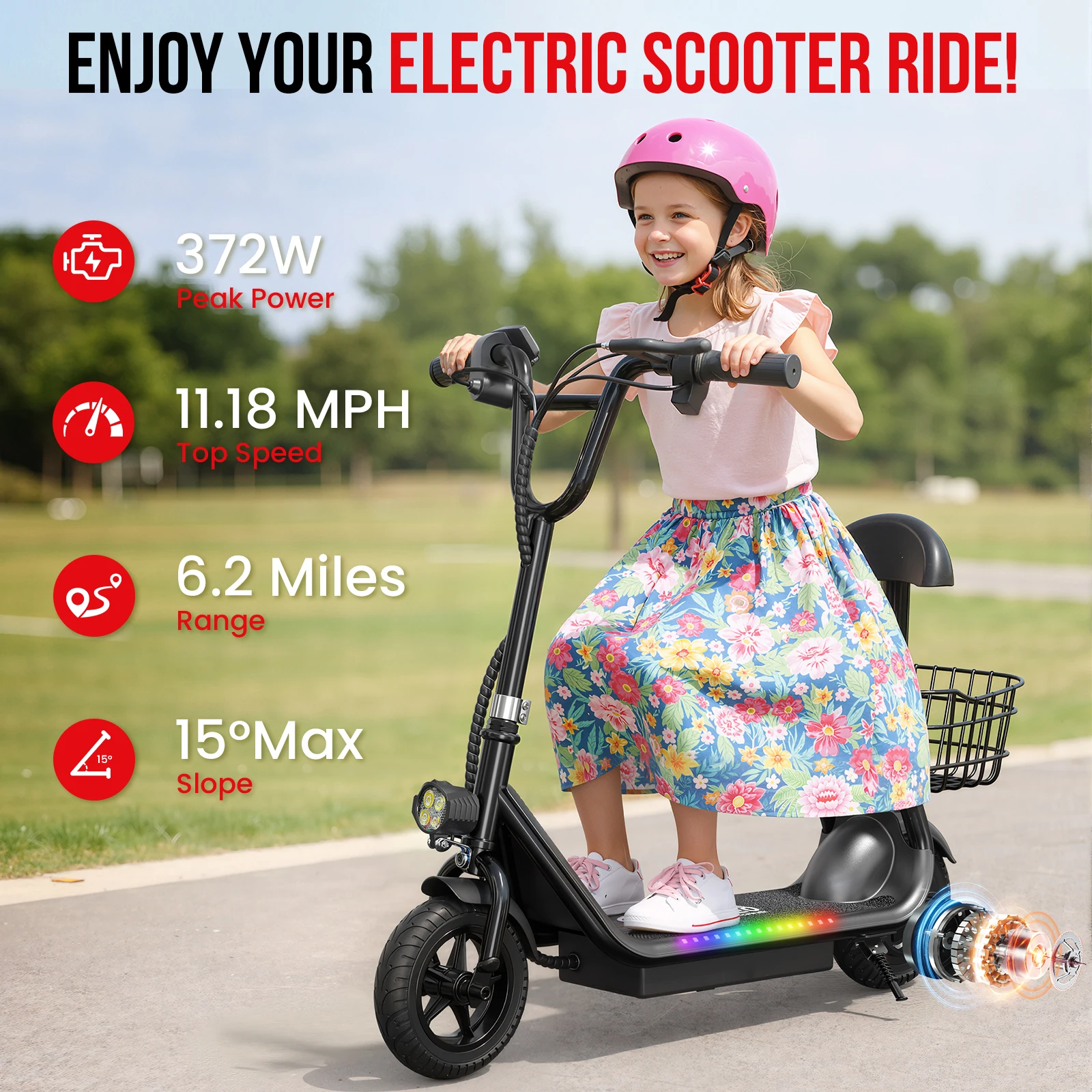 36V 250W Electric Scooters with 8-Inch Tire Basket Seat Brushless Motor Smart Electronic Two-Wheel Vehicle - Image 5