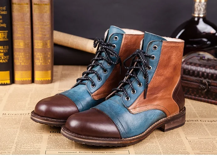 NA059 Men Motorcycle Boots New Model Vintage Boot Winter Fur New Cow Split Leather Waterproof Male Boots Men Shoes - Image 7
