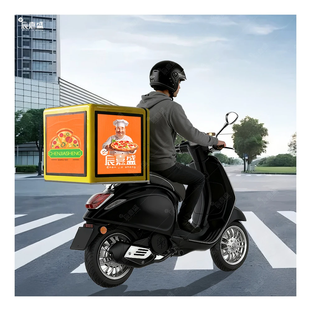 P3 Full Color Takeaway Digital Smart Advertising Video Bike Motorbike Motorcycle Take-out LED Food Delivery Box Screen Display