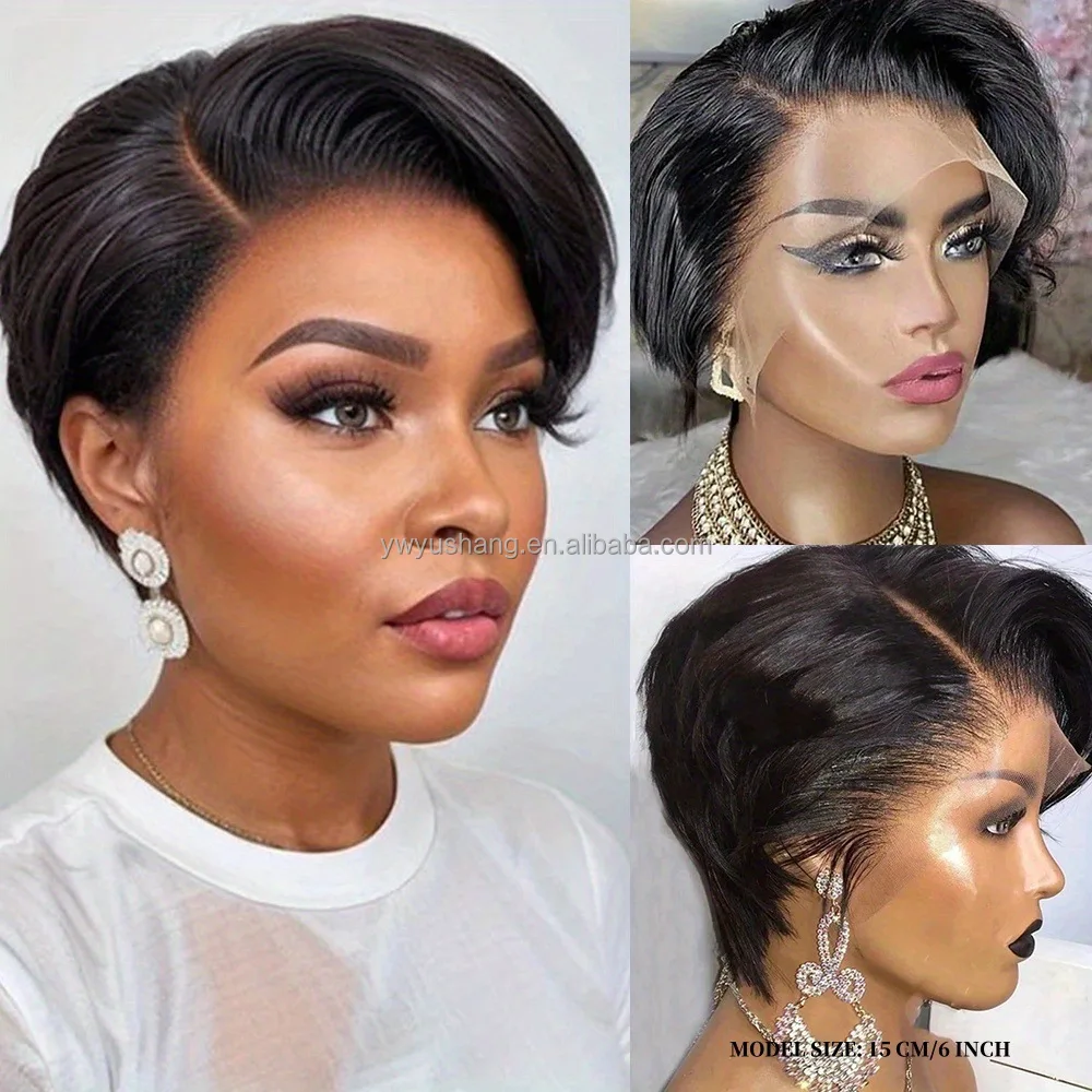 6 Inch 13x4 Frontal Lace Pixie Straight Cut Wigs Real True Natural Human Hair Short for Black Women - Image 3