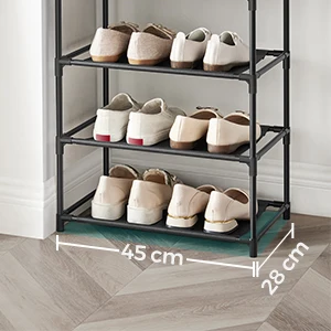 SONGMICS shoe rack 10 levels shoe shelf shoe storage narrow 28x45x173 cm metal frame non-woven fabric shelves - Image 10