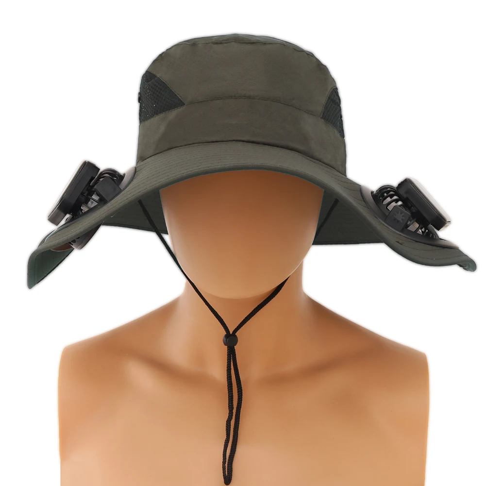 Wide Brim Solar Fan Hat UV Resistant Lightweight Rechargeable Sun Hat with 2 Solar Fan Fisherman Hat for Outdoor Hiking Camping - Image 23