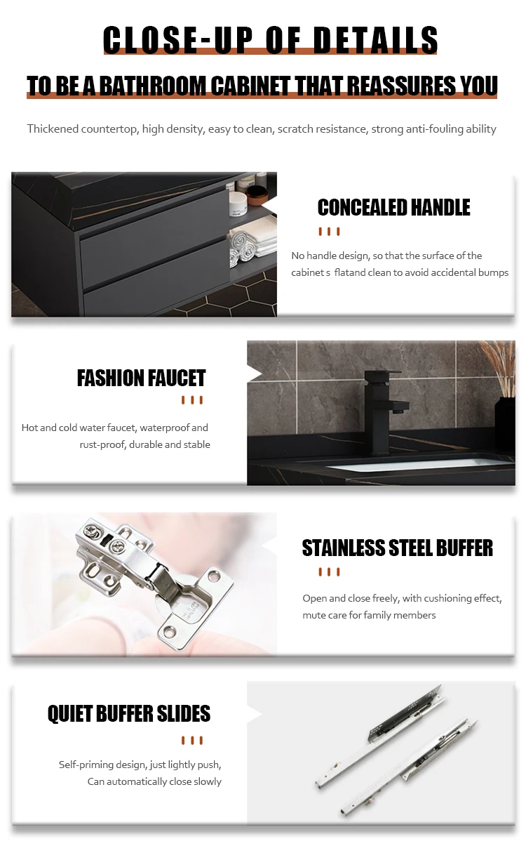 Solid Wood Boards Modern Smart Home Improvement Furniture Bathroom Fixture Bathroom Cabinets Bathroom Vanities Cabinet with Sink - Image 29