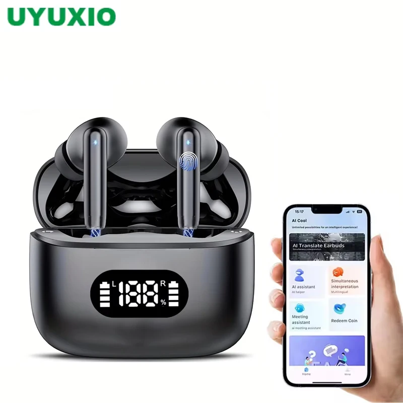 UYUXIO Real Time Translating Earphone AI Language Translator Earbuds with 144 Languages Ear Buds for Learning Travel Business