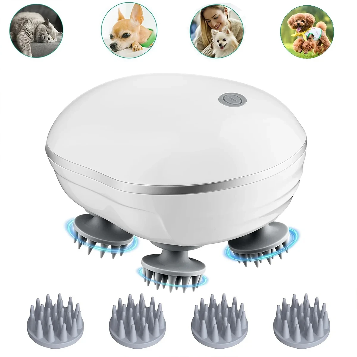 Head Massager with Adjustable Speed for Scalp Massage Red Light for Hair Care Soft Silicone for Deep Kneading of the Head - Image 2