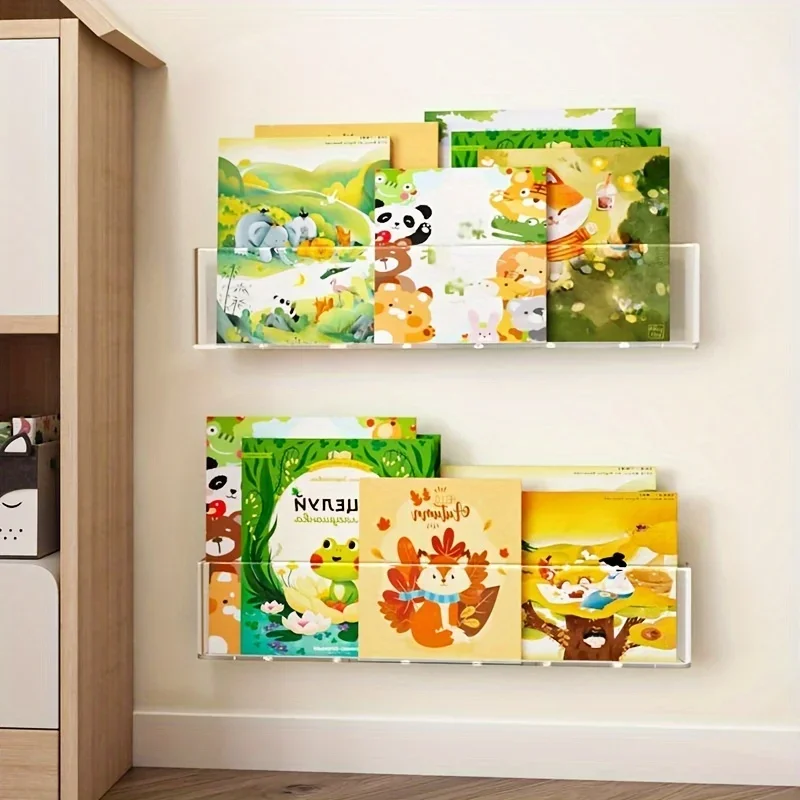 Creative Wall Mounted Bookcase Shelves Bedroom Wall Acrylic Wall Hanging Baskets Storage Racks Baskets Hanging Racks Bookshelves - Image 5