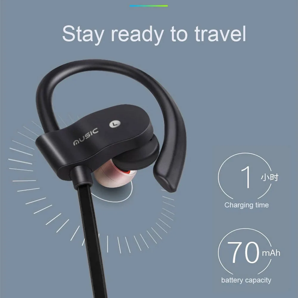 Bluetooth Earphones Earloop Earbuds Stereo Bluetooth Headset Wireless Sports Earpiece Handsfree With Microphone For Smart Phone - Image 3