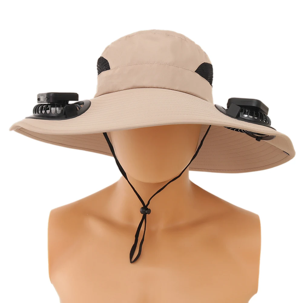Wide Brim Solar Fan Hat UV Resistant Lightweight Rechargeable Sun Hat with 2 Solar Fan Fisherman Hat for Outdoor Hiking Camping - Image 26