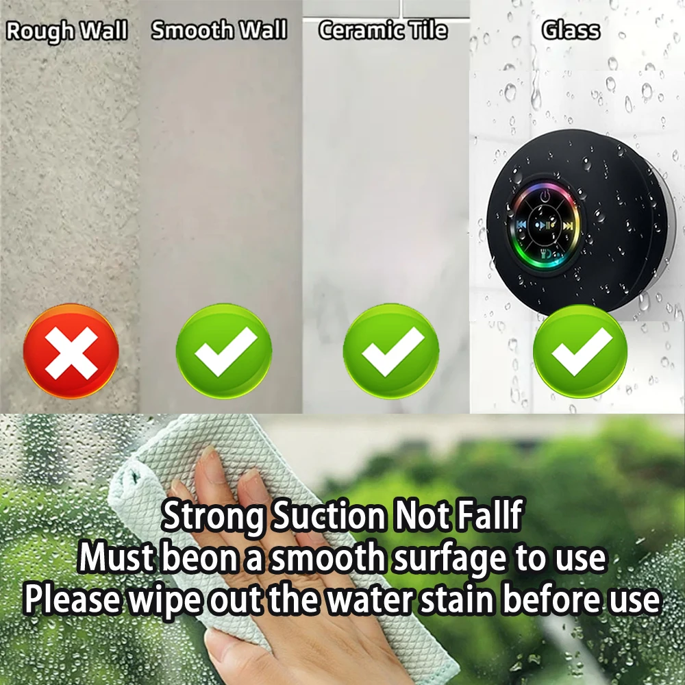 Portable Wireless Bluetooth Speaker IPX4 Waterproof Loudspeaker Outdoor Sports Bathroom Large Suction Cup Mini Stereo Sound Box - Image 4