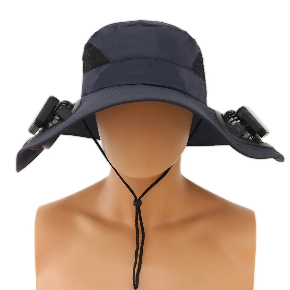Wide Brim Solar Fan Hat UV Resistant Lightweight Rechargeable Sun Hat with 2 Solar Fan Fisherman Hat for Outdoor Hiking Camping - Image 10