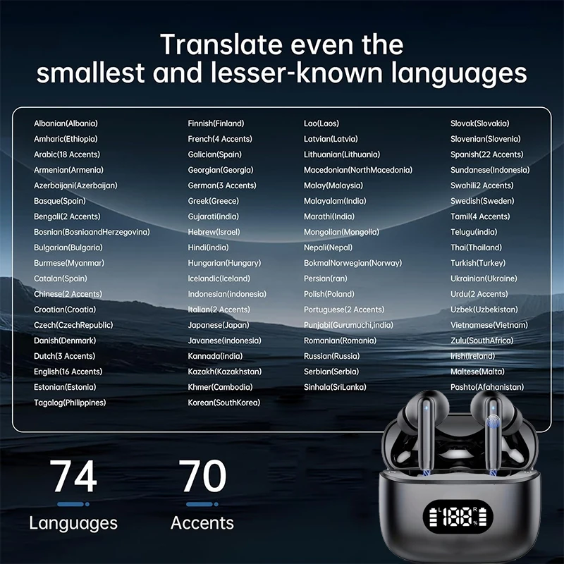 UYUXIO Real Time Translating Earphone AI Language Translator Earbuds with 144 Languages Ear Buds for Learning Travel Business - Image 6