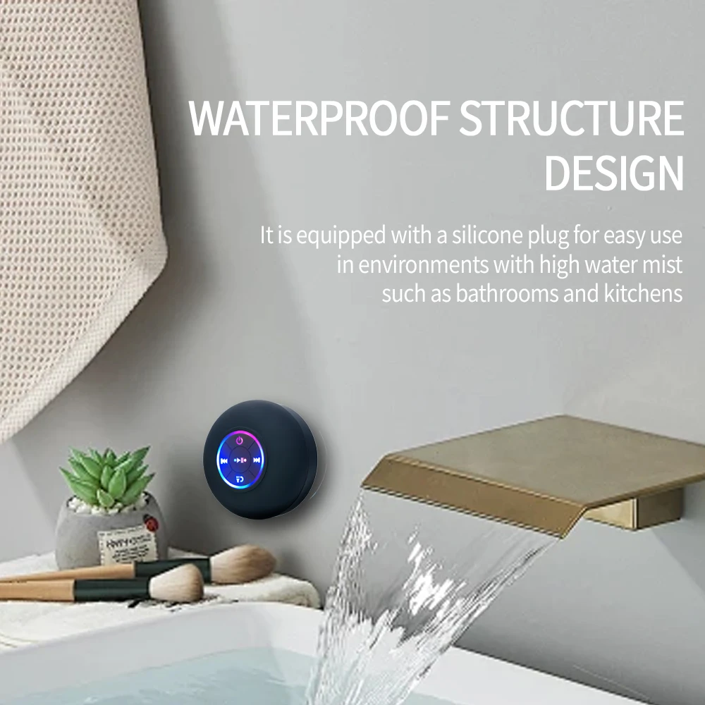 Portable Wireless Bluetooth Speaker IPX4 Waterproof Loudspeaker Outdoor Sports Bathroom Large Suction Cup Mini Stereo Sound Box - Image 3
