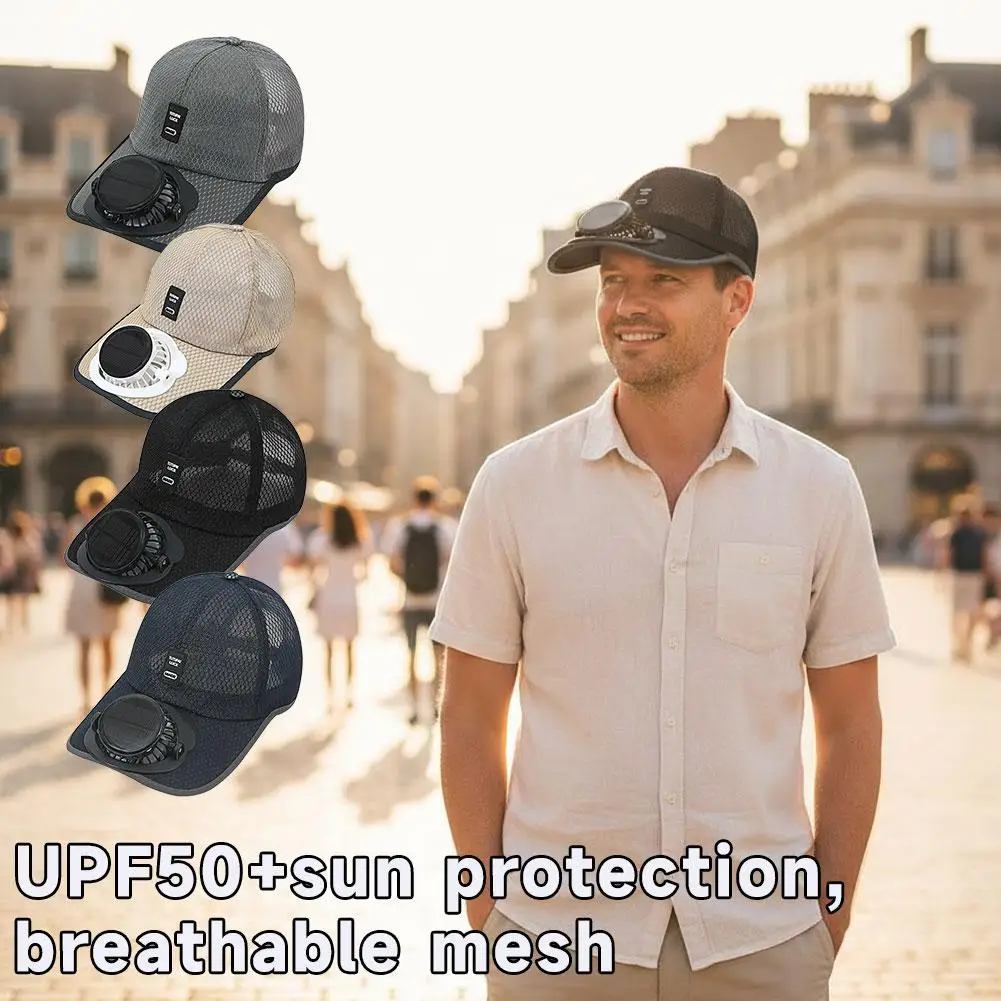 Newly upgrade breathable Sunhat with Solar Fan Sun Block Baseball Hat with Solar Fan USB Charging Fan Outdoor Sunhats - Image 16