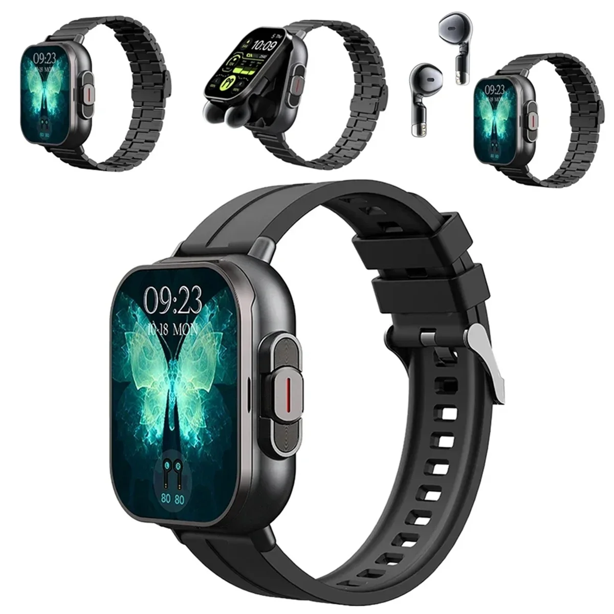 67NEW 2 in 1 Wireless Bluetooth Smart Watch TWS Noise Cancelling Wristwatch with Earbud Heart Rate NFC Health Monitoring-C - Image 5