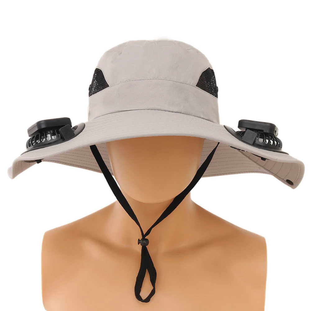 Wide Brim Solar Fan Hat UV Resistant Lightweight Rechargeable Sun Hat with 2 Solar Fan Fisherman Hat for Outdoor Hiking Camping - Image 25