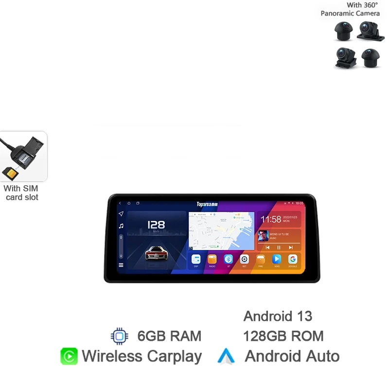 12.3" Carplay Android 14 Car Radio GPS Stereo Navigation Wifi Bluetooth Autoradio For Lexus RX300 RX330 RX350 RX400h 2004-2007 - Image 10