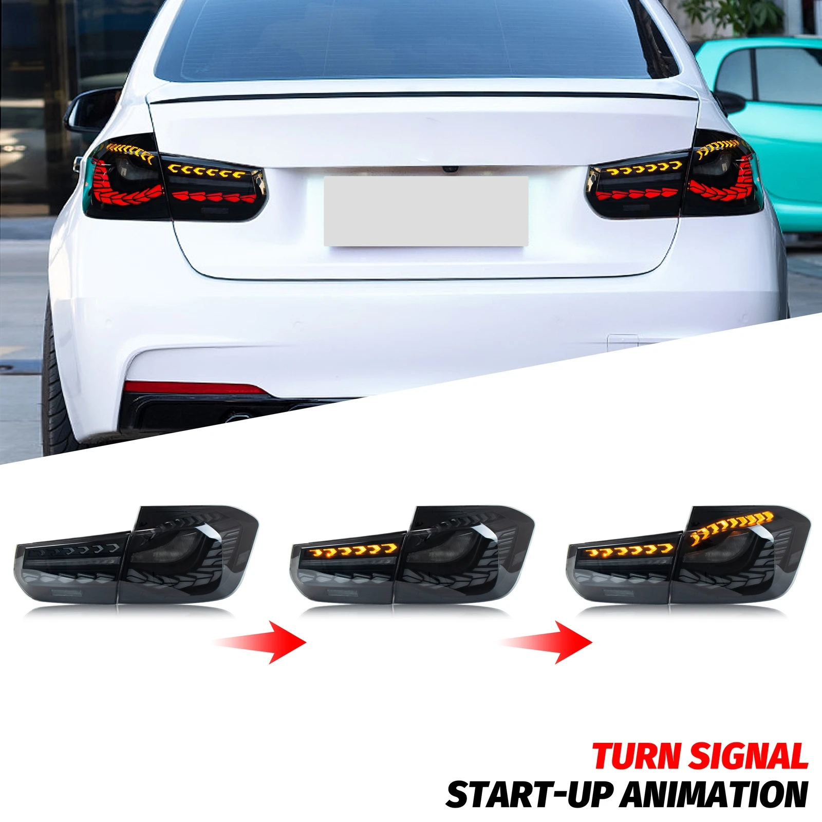 LED GTS Tail Lights for BMW 3-Series F30 F80 M3 2011-2018 Sequential Turn Signal Start-up Animation Black Rear Lamps Assembly - Image 4