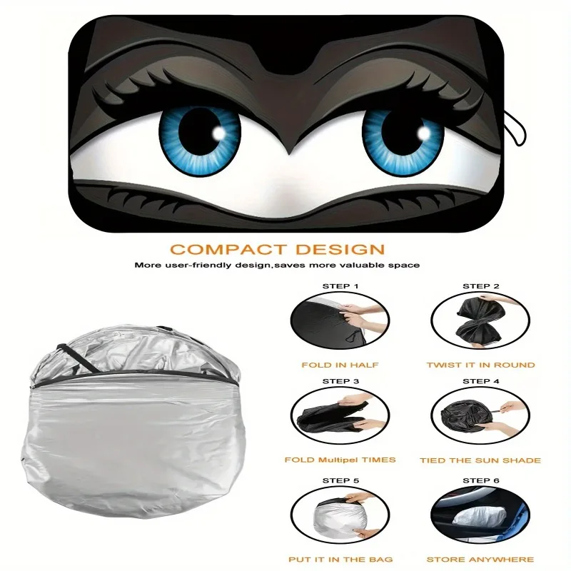 Cartoon Folding Car Sunshade Windshield Protector with UV and Heat Protection for Vehicle Interior Easy To Install - Image 3