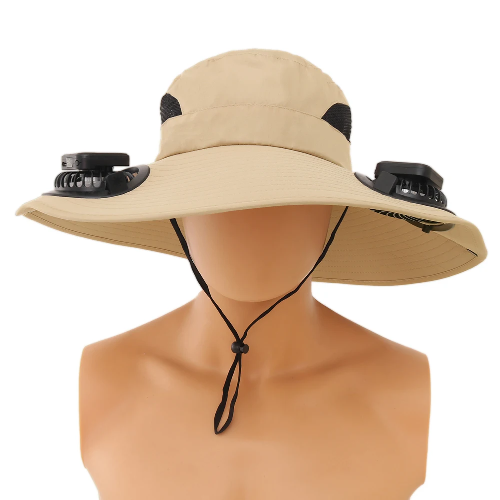 Wide Brim Solar Fan Hat UV Resistant Lightweight Rechargeable Sun Hat with 2 Solar Fan Fisherman Hat for Outdoor Hiking Camping - Image 28