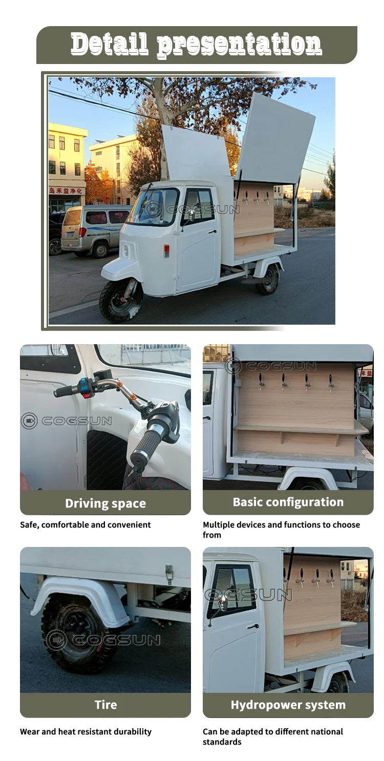 New Beer Bar Truck Ape Electric Tricycle Food Cart Mobile Tuk Tuk Foodtruck Juice Vending Car Hot Dog Stand Tuk Tuk For Sale - Image 8