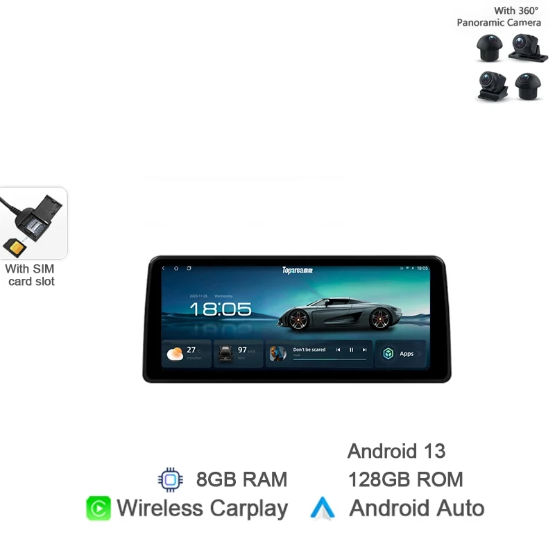 12.3" Carplay Android 14 Car Radio GPS Stereo Navigation Wifi Bluetooth Autoradio For Lexus RX300 RX330 RX350 RX400h 2004-2007 - Image 9
