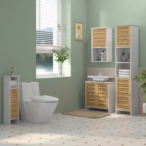 HOMCOM modern bathroom column with adjustable shelves 35x30x170 cm White