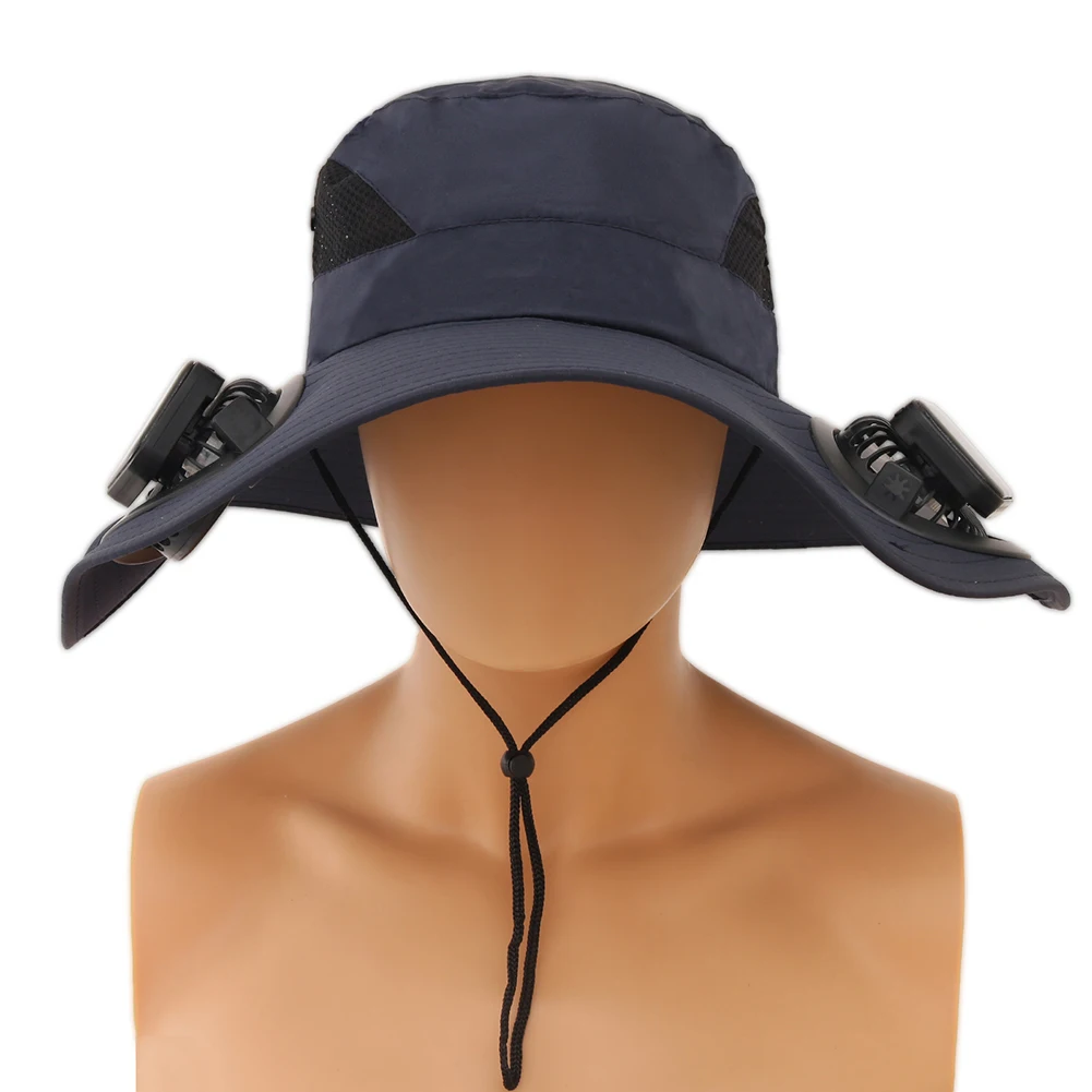 Wide Brim Solar Fan Hat UV Resistant Lightweight Rechargeable Sun Hat with 2 Solar Fan Fisherman Hat for Outdoor Hiking Camping - Image 24