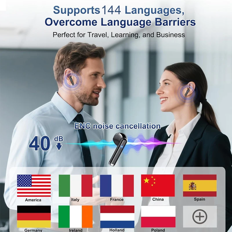 UYUXIO Real Time Translating Earphone AI Language Translator Earbuds with 144 Languages Ear Buds for Learning Travel Business - Image 4
