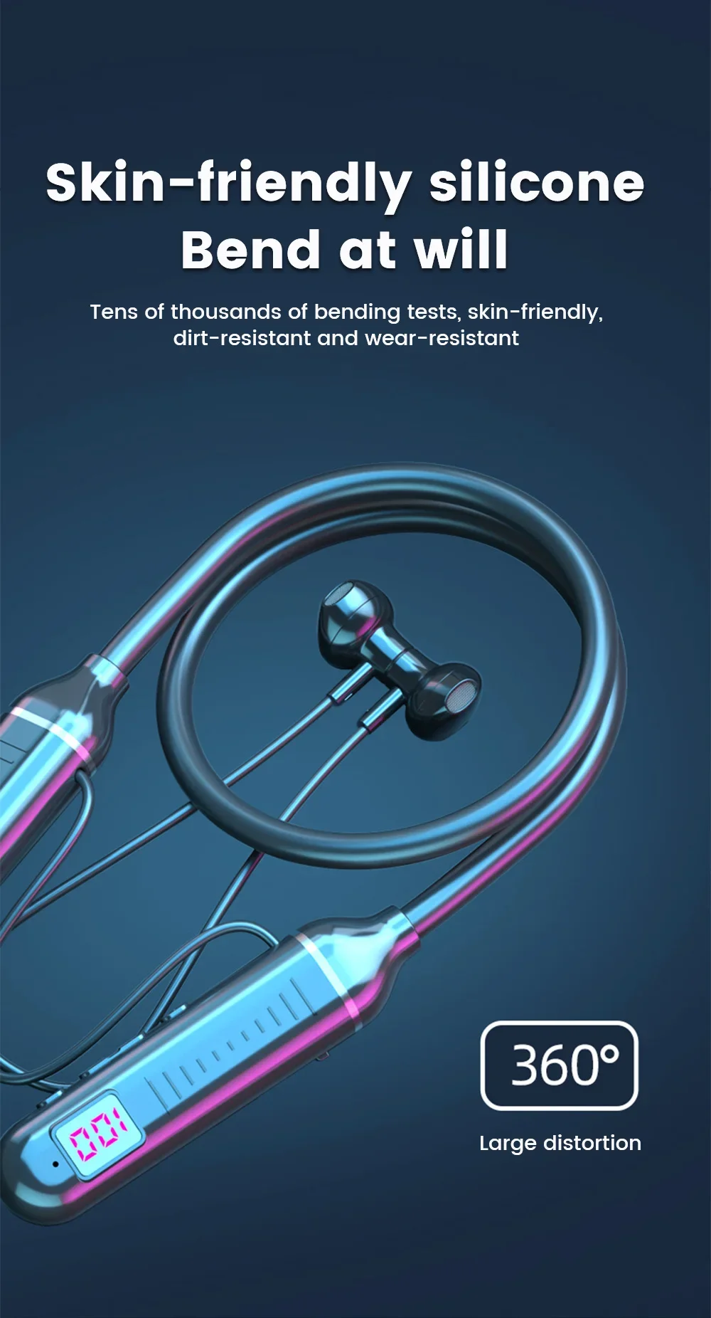 Wireless Earphones 5.3 Neckband Headphones Gaming LED Display Stereo Sports Headset Halter Waterproof Magnetic Earbuds - Image 14