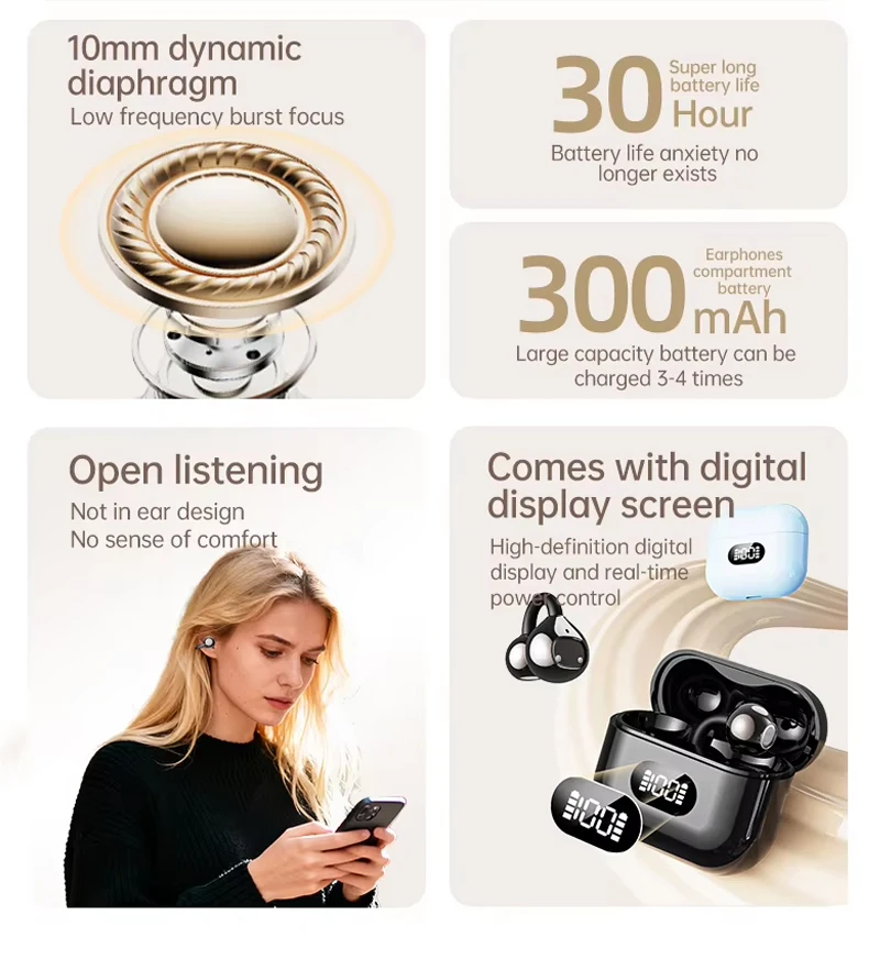UYUXIO AI Language Translator Earphone with 150 Online Languages Clip On OWS Real Time Translation Earbuds for Business Travel - Image 14