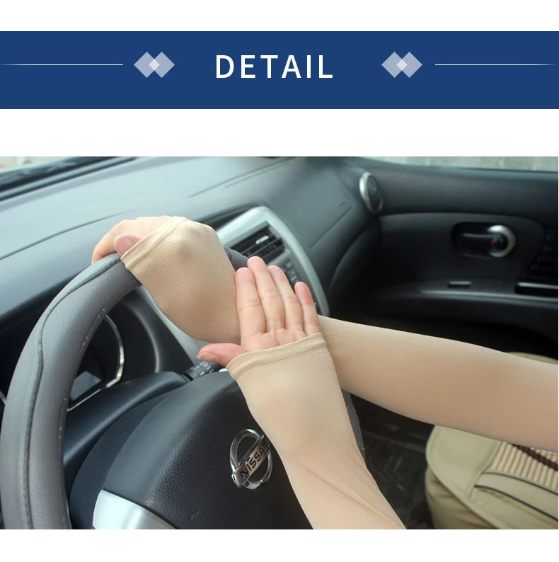 Sun protection sleeve Summer ice sleeve sleeve Breathable gloves Flesh color thin ice silk skin color arm sleeve Arm sleeve - Image 16