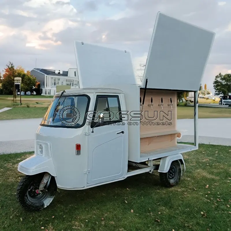 New Beer Bar Truck Ape Electric Tricycle Food Cart Mobile Tuk Tuk Foodtruck Juice Vending Car Hot Dog Stand Tuk Tuk For Sale