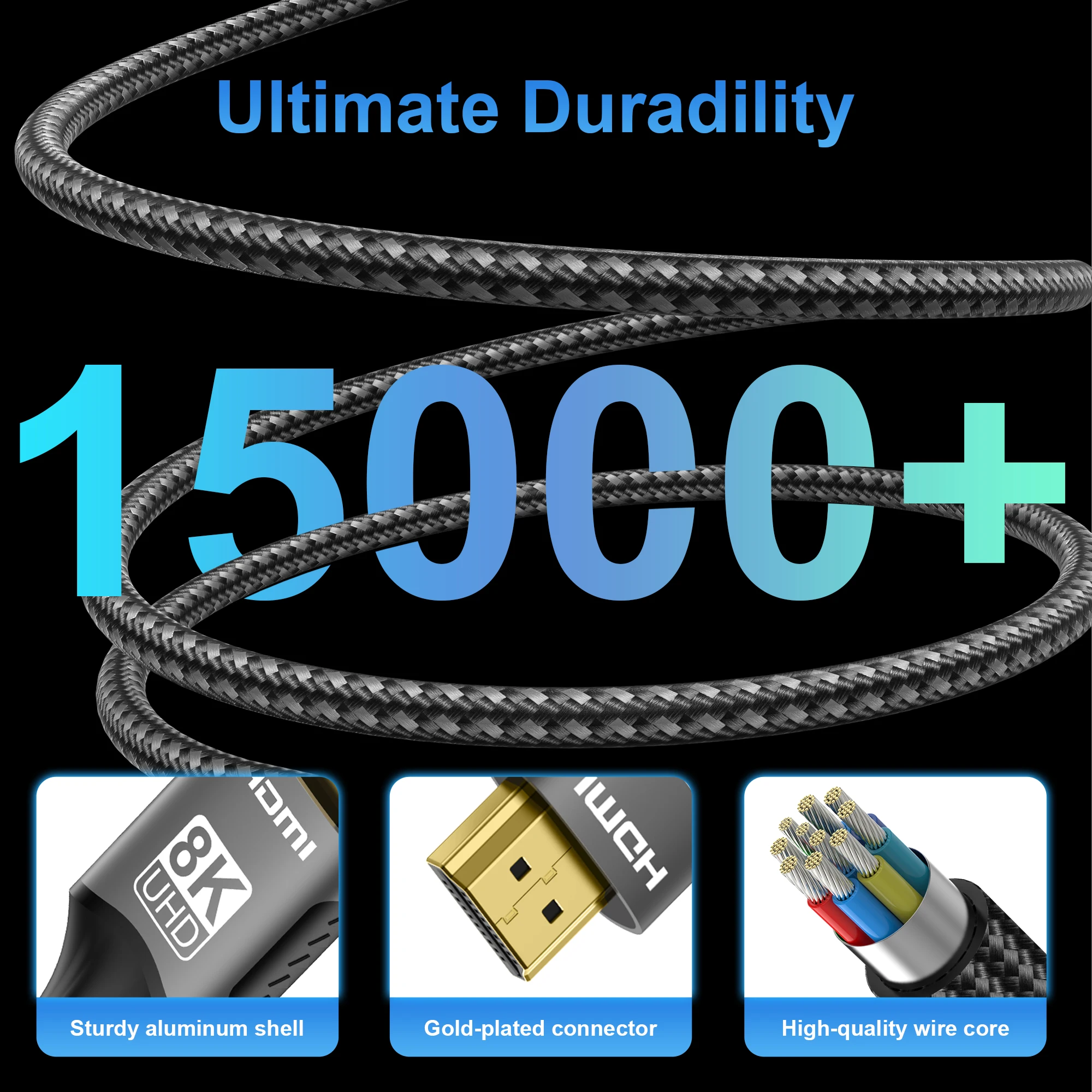 8K HDMI 2.1 Cable 8K@60Hz 4K@120Hz 48Gbps EARC ARC HDCP Ultra High Speed HDR For RTX Video Cable PC Laptop Projector HD TV PS5 - Image 9