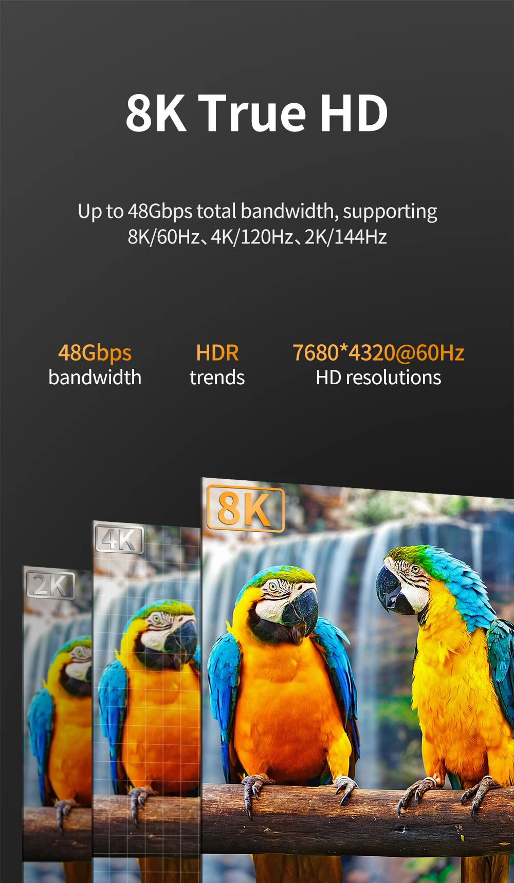 8K HDMI 2.1 Cable 8K@60Hz 4K@120Hz 48Gbps EARC ARC HDCP Ultra High Speed HDR For RTX Video Cable PC Laptop Projector HD TV PS5 - Image 12