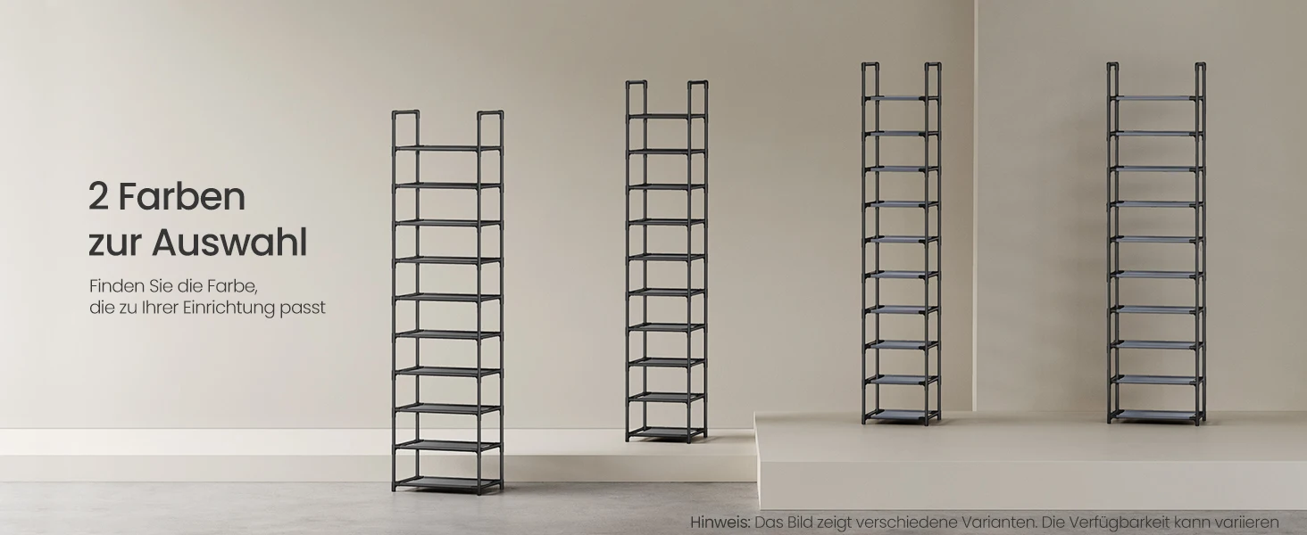 SONGMICS shoe rack 10 levels shoe shelf shoe storage narrow 28x45x173 cm metal frame non-woven fabric shelves - Image 13