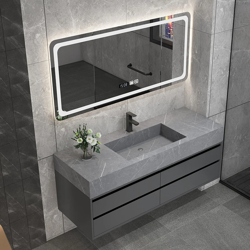 Solid Wood Boards Modern Smart Home Improvement Furniture Bathroom Fixture Bathroom Cabinets Bathroom Vanities Cabinet with Sink - Image 2
