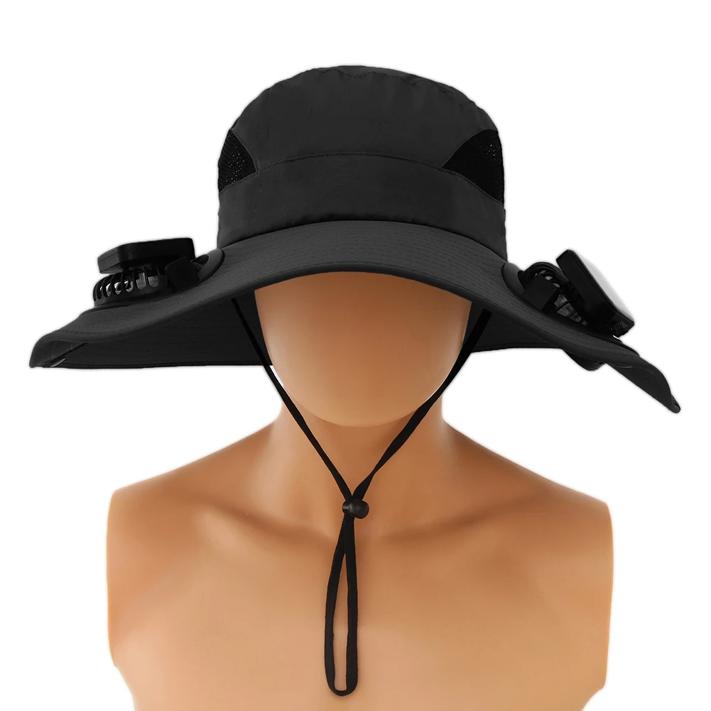 Wide Brim Solar Fan Hat UV Resistant Lightweight Rechargeable Sun Hat with 2 Solar Fan Fisherman Hat for Outdoor Hiking Camping - Image 32